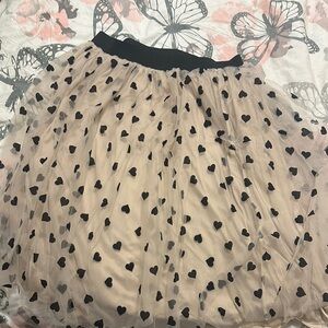 Chic Black Heart Patterned Skirt